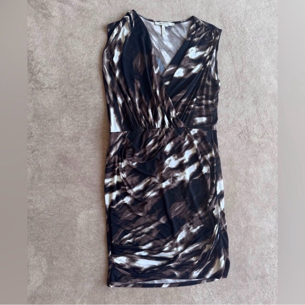 Max & Cleo Abstract Brown and White Mini Dress